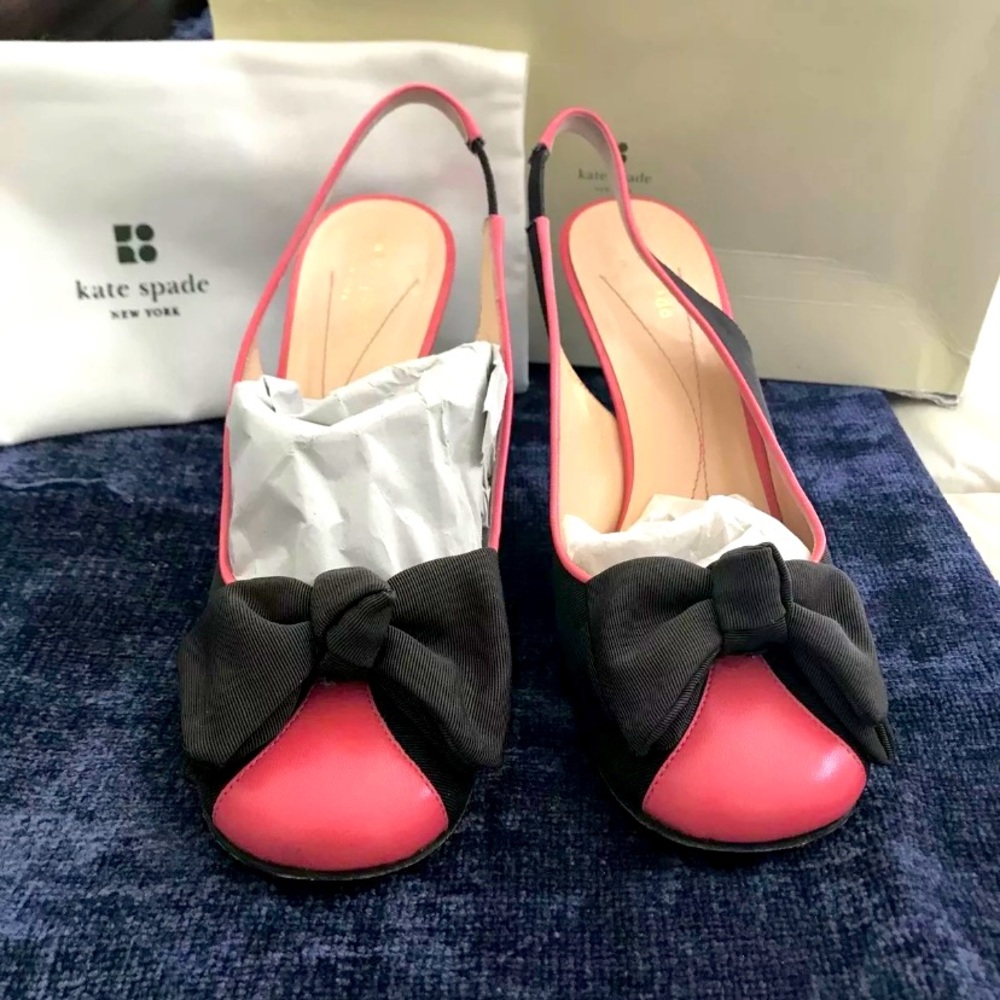 Kate Spade Chocolate Brown/Pink Slingbacks 7.5